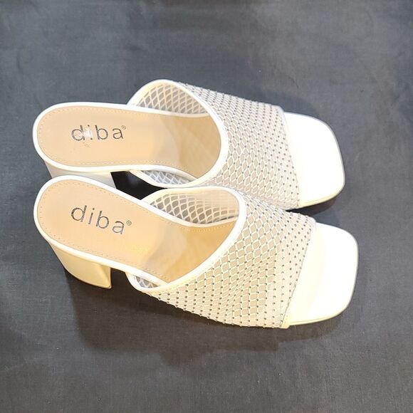 BRAND NEW DIBA MESH EMBELLISHED MULES WITH BLOCK HEEL SANDAL G1 - Picture 7 of 14